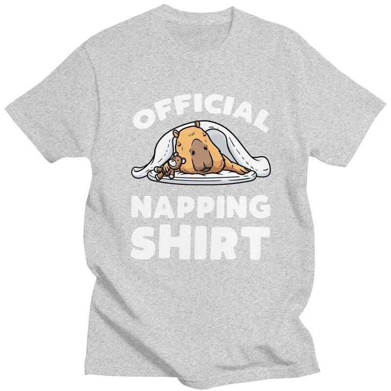 Custom Mens Capybara Sleeping Napping Giant Cavy T Shirt ShortSleeve Cotton Tshirt Leisure Tee Loose Fit Clothes