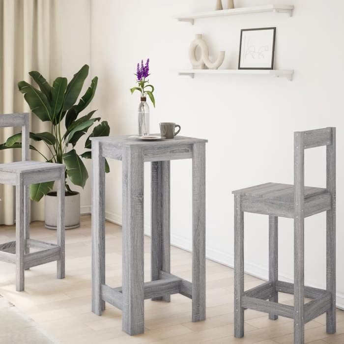 VidaXL Table de bar sonoma gris 51x50x103,5 cm bois d'ingénierie, table de pub, table haute, table de tabouret de bar, table 854405