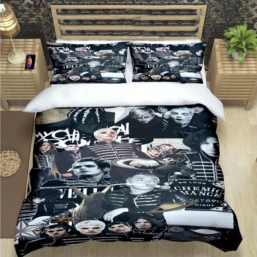 M-Mikey Way-My Chemical Romance Stampe Set Biancheria da Letto Set Articoli per il Letto Set Piumone Adolescenti Ragazze Cartoni Animati Twin Singolo Regalo per Bambino