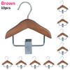 10-Pack Mini Wooden Clothes Hangers Stainless Steel Clips Pet & Dolls Clothes Accessories Hanging Storage Rack Closet Organizer