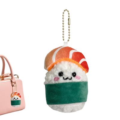 Cute Kawaii Salmon Keychain Plush Stuffed Japanese Style Sushi Bag Pendant Cartoon Soft Rice Plush Keyring Car Key Pendant