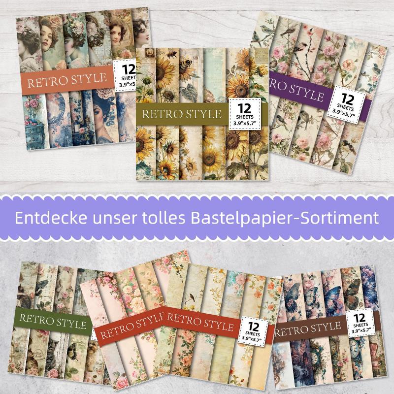 Retro-Style High-Quality Paper Background Materials Retro English Poster Paper for Handmade Journals DIY Collage Decorative Back