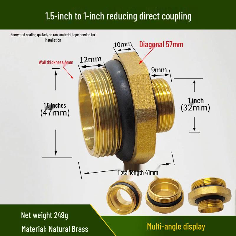 Copper Union with Inner/Outer Threads, Double Inner Thread Water Heater Connector Tee/Elbow Nipple, 46mm & 1" Thread, Different Diameters.