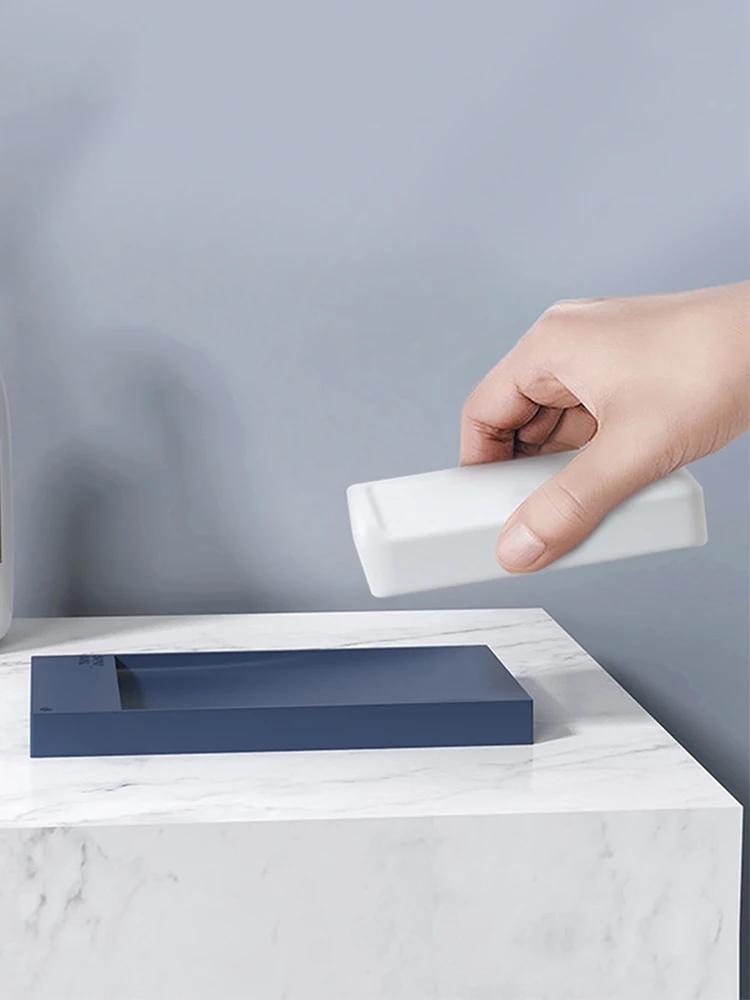 

1PC - Creative Bathroom Soap Box with Non Punching Soft Adhesive Soap Box and Hidden Drainage Bathroom Soap Holder синий