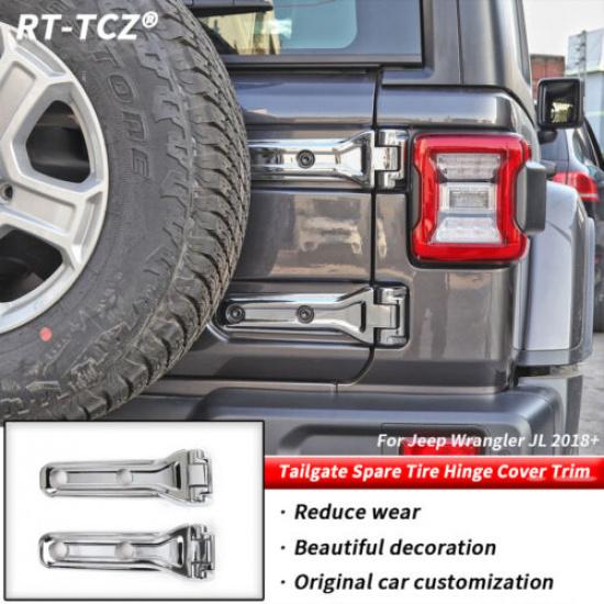 2x Spare Tire Tailgate Door Hinge Cover Trim for Jeep Wrangler JLU 2018+ Chrome