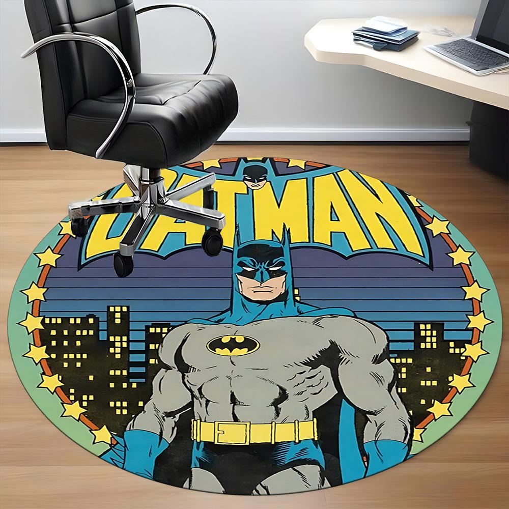 1pz Tappeto Rotondo Ufficio Batman, Sotto Sedie da Ufficio Camera da Letto Soggiorno Arredamento Casa, Decorazione Stanza, Disponibile in Varie Misure