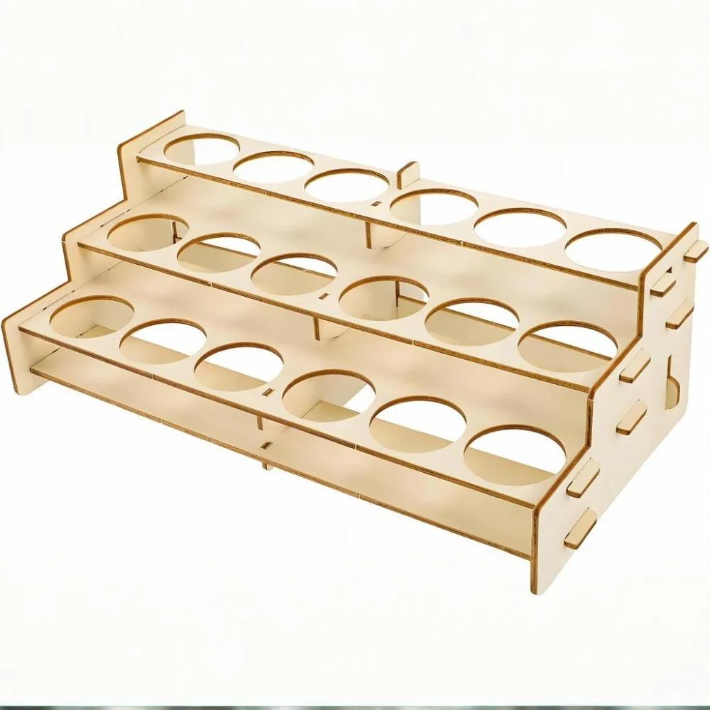 Top Quality Wooden Paint Rack Organizer for Pigment Bottles and Art Supplies Display Shelf Compact Storage for Crafting