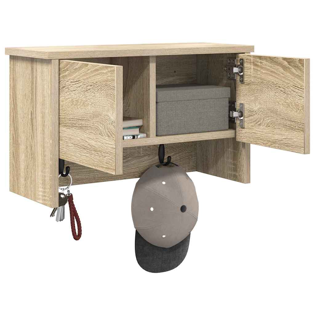 Wall Mounted Nightstand with Door Sonoma Oak 50 x 20 x 30 cm