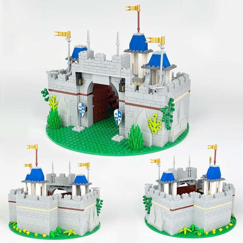 Mittelalterlicher Ritter Burgtor Set Mittelalterlicher Stadtplatz MOC Minifigur Erwachsene Konstruktion Baustein Spielzeug für Jungen Geschenke