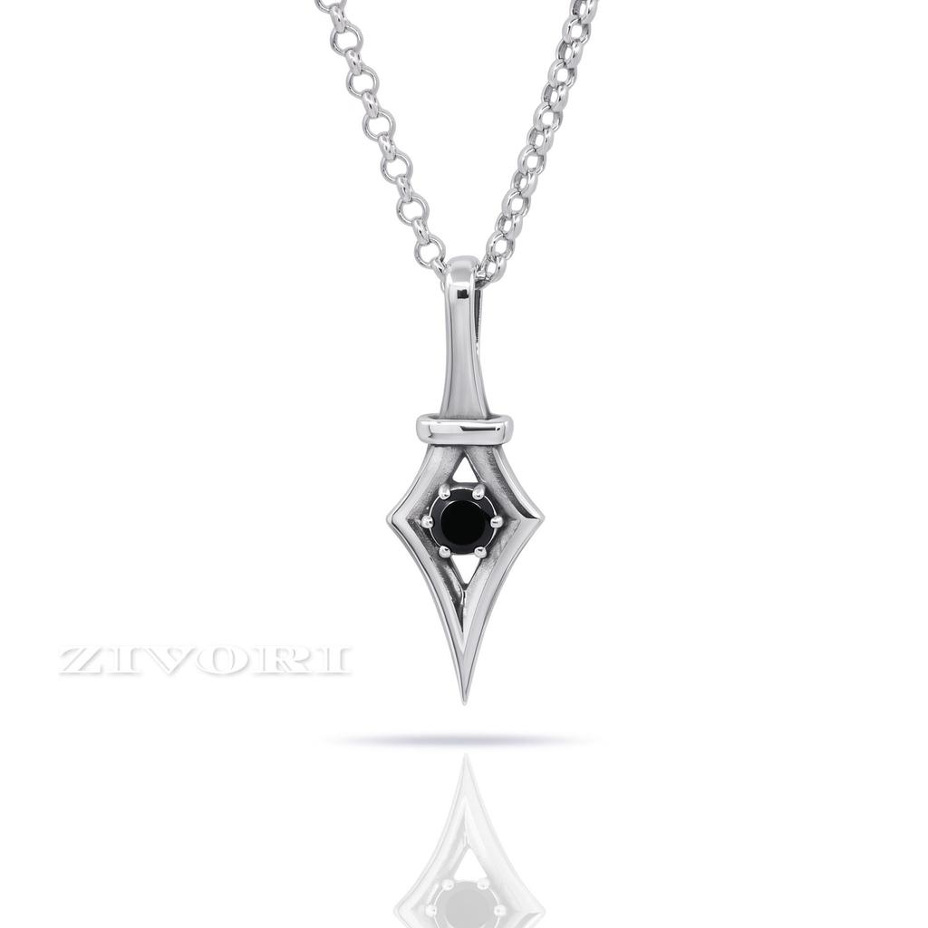 Ciondolo Onice Nero, Ciondolo da Uomo, Ciondolo in Argento Sterling 925, Ciondolo con Pietra Preziosa, Gioielli da Uomo, Regalo per Lui