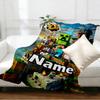 Custom Name Personalized Minecraft Print Blankets, Home Decor, Bedroom, Sofa, Camping, Couch, Gifts for Birthday Christmas