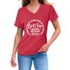 Inspirational Text Printed Top Loose Casual Simple V-neck Short Sleeved Women's T-shirts