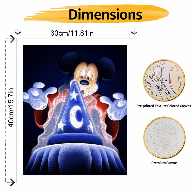 Disney oil painting Fantasia Sorcerer Mickey handmade diy art painting home decoration