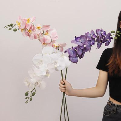 3D Printed Phalaenopsis Orchid: 9 Head Soft Rubber Faux Flowers for Home & Wedding Decor