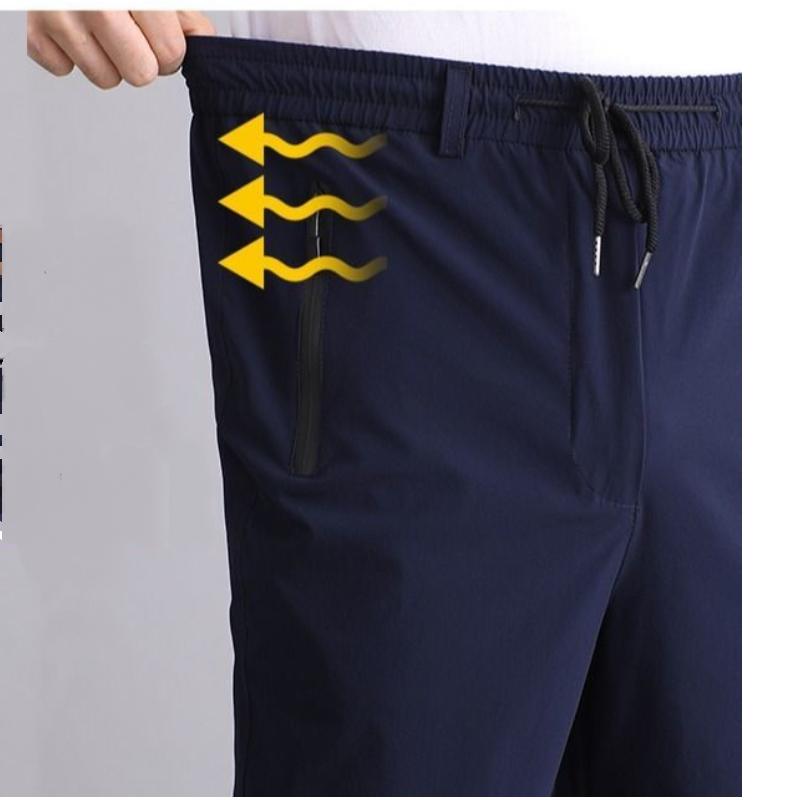 Summer Thin Casual Elastic Trousers For Middle-aged And Elderly People New Ice Silk Elastic Waist Loose Sports Pants Large Size