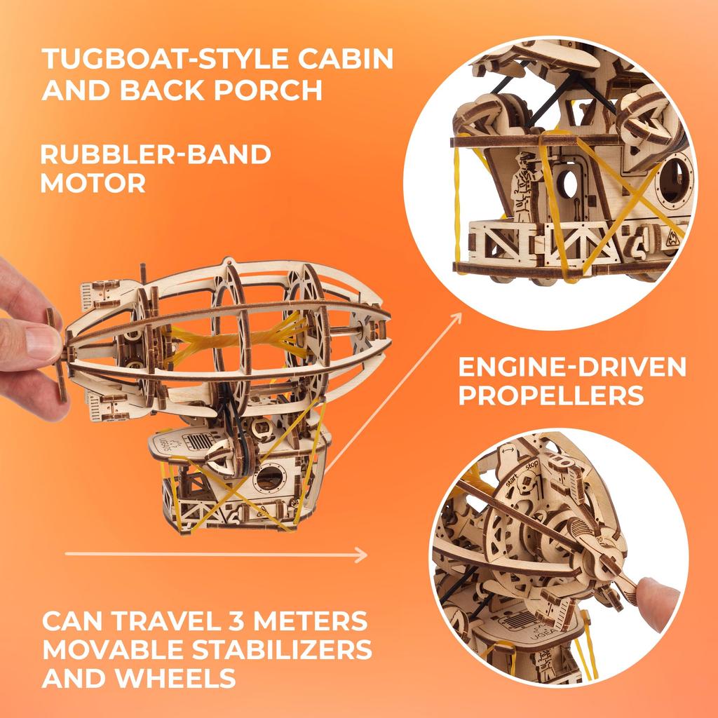 Ugears Steampunk Airship 70226 Wooden Puzzle Toy Craft No Glue or Tools Required