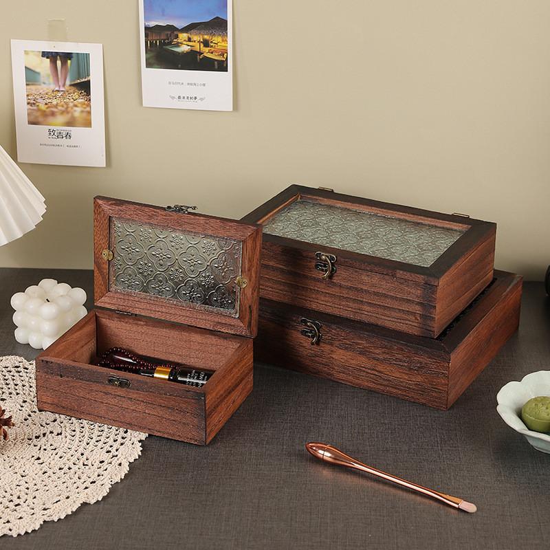 Vintage Staubdichte Holzaufbewahrungsbox mit Deckel für die Organisation und Dekoration zu Hause