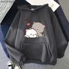 Peach Cat Hoodies Kawaii Clothing Aesthetic Cute Pink Tops Oversized Cartoon Print Sweatshirts Women Warm Streetwear Men