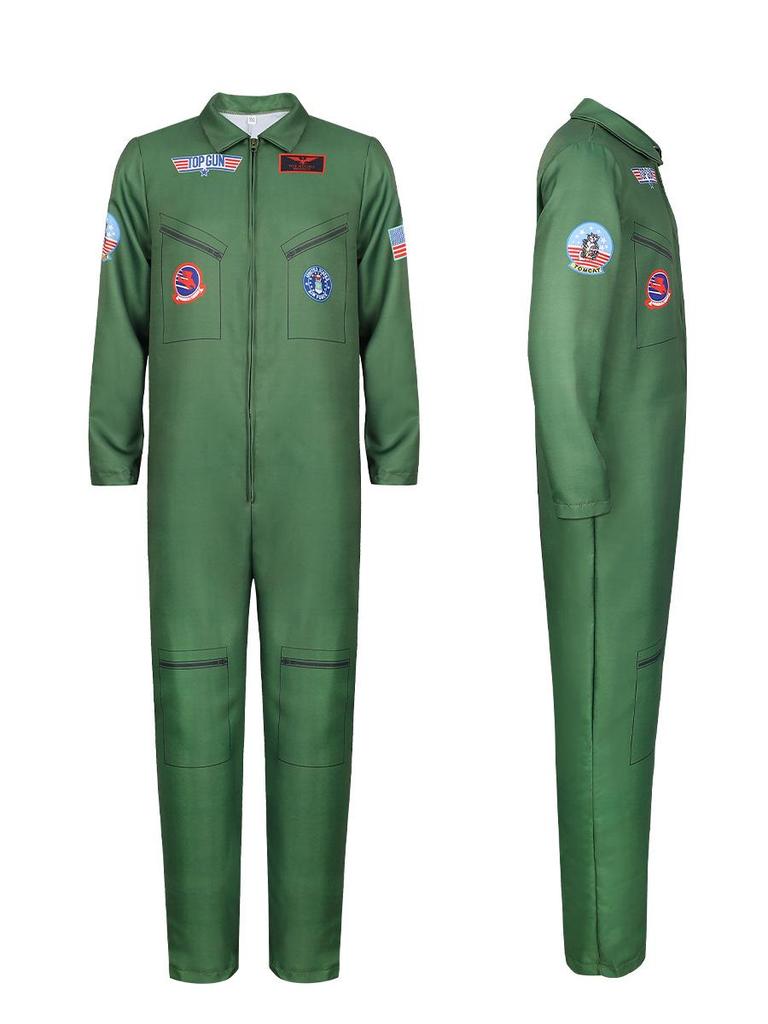 Armeegrünes Top Gun Pilot Halloween Kostüm für Partys und Aufführungen