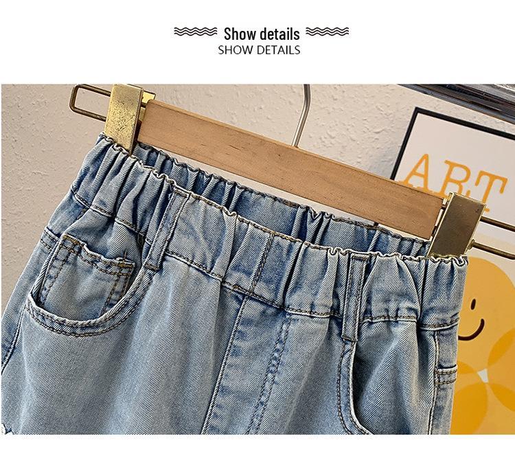 Girls' Trendy Spring 2025 Loose Wide-Leg Jeans - Casual, Straight-Leg Style for Middle and Big Kids