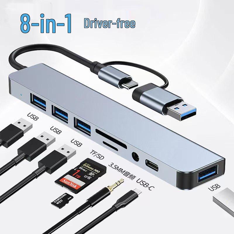 8-in-1 USB Dual Port Type-C Hub Docking Station for Apple & Huawei Mobile Phones