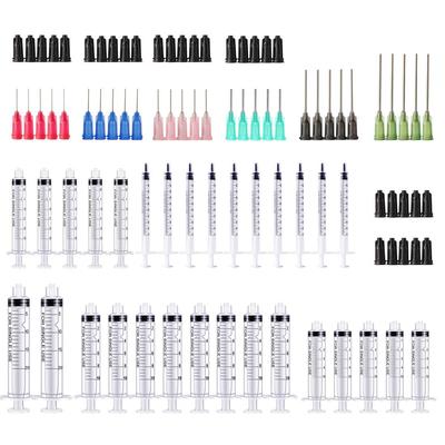Siringhe da 1/3/5/10/20 ml con aghi e cappucci a punta smussata da 14ga,16ga,18ga,20ga,21ga,22ga e 25ga per l'utilizzo industriale di inchiostro per colla e olio