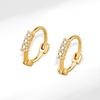 Gold Geometric Single Row Diamond Stud Earrings Elegant Rhinestone Ear Clips High End Fashion Jewelry For Women