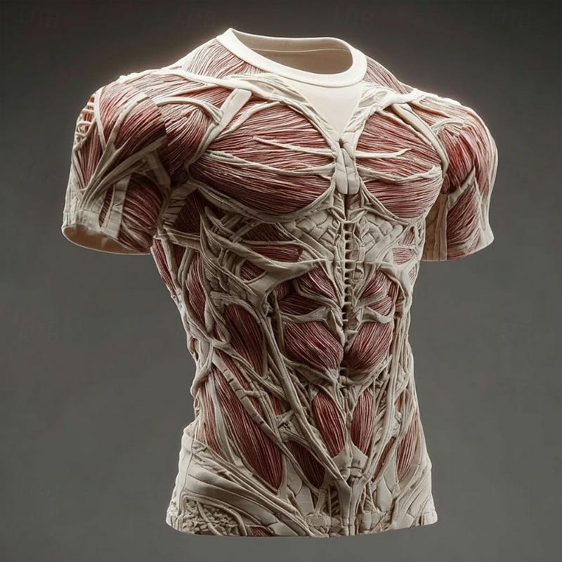 

Men s 3D Human Muscles Skeleton Print T shirt Loose Men Short Sleeve Hip Hop Tees Outdoor Casual Streetwear Y2k Party Horror Top XXS