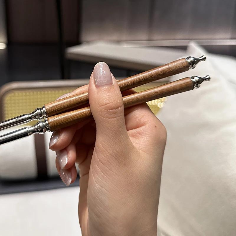 Kreative Huanghua-Birnen-Essstäbchen aus dem Südchinesischen Meer, einfaches Haushaltsgeschirr, Retro-Essstäbchen aus Edelstahl, dekorativ