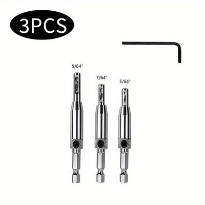 1set 3pcs Articulated Drill Woodworking Door and Window Hinge Leaf Hole Opener Hand Drill Positioning Punching Set With