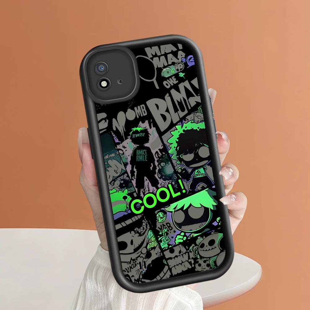 Měkký silikonový čtvercový žebříkový vzor tisku Pouzdro telefonu Plný kryt fotoaparátu Ochranné pryžové pouzdro odolné proti nárazům pro OPPO Realme