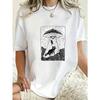 Oversized T Shirt Dress Black Alien UFO Dog Print Casual Streetwear Style