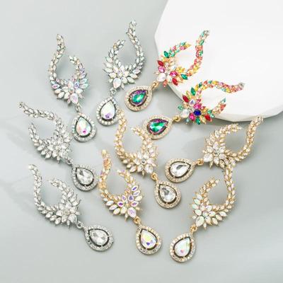 Pendientes Colgantes para Mujer Aleación Cristal de Color Pendientes Geométricos Creativos Sentido Avanzado Pendientes de Alta Calidad