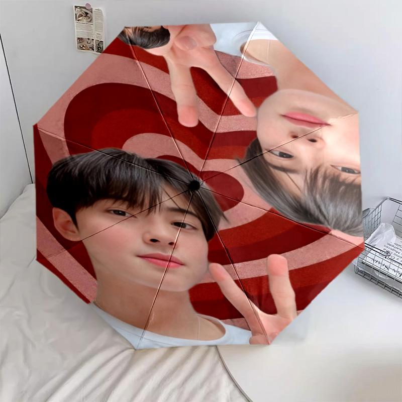 1 PC Automatic Folding Umbrella - Cha Eunwoo Pattern Portable Foldable Design With 8 Ribs Christmas Birthday Gifts