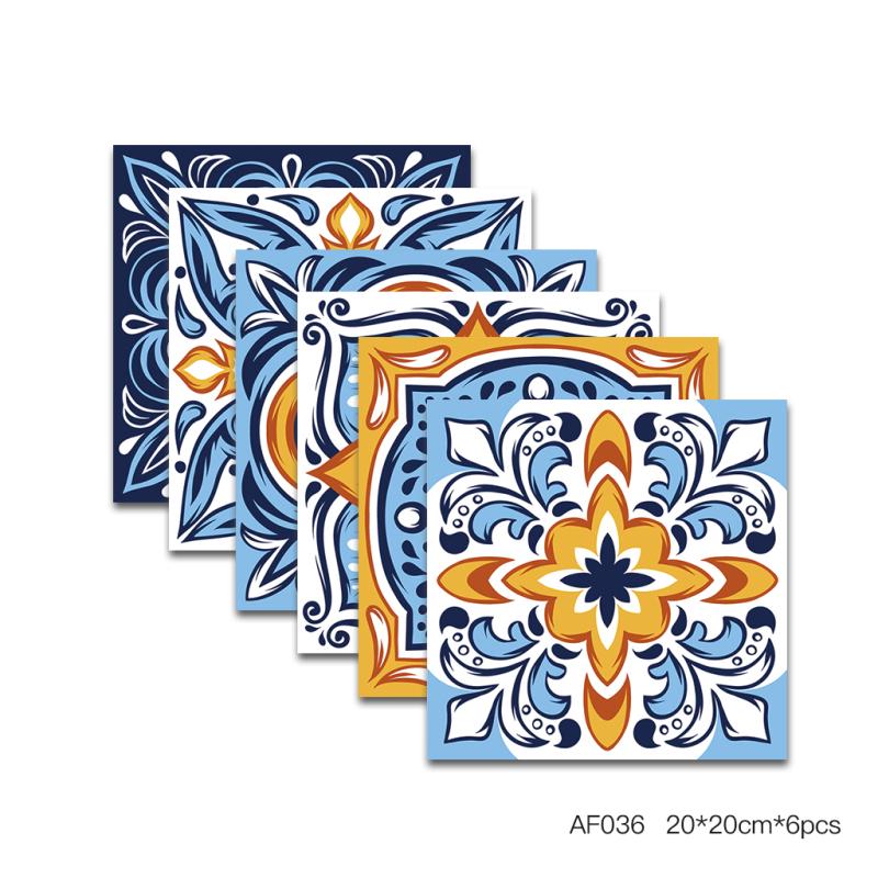 6Pcs 20x20cm Self Adhesive Tile Sticker Waterproof Oil Proof Wall Decor for Kitchen Decor