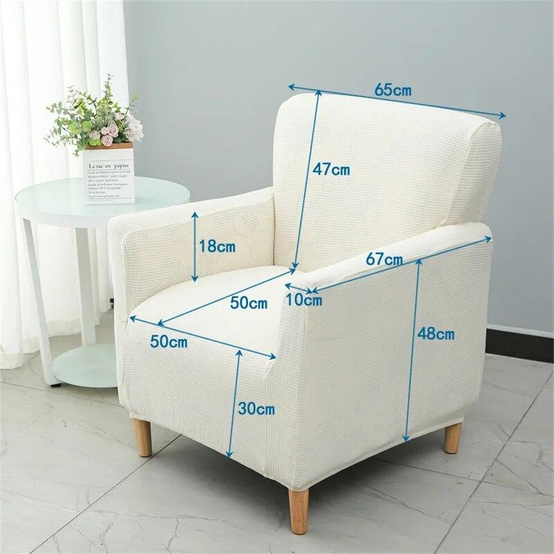 Solid Color Tub Club Armchair Cover Stretch Sloping Arm Back Slipcover Soft Single Small Chair Seater Sofa Covers For Home Club