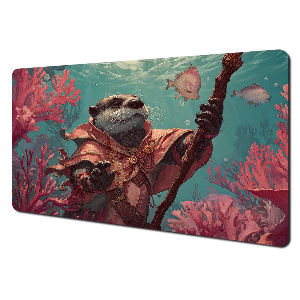 Cute Fantasy Mage Cat Mouse Pad Waterproof Nonslip Retro Medieval Castle Art Mousepad Computer Gaming Mousepad