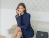 Korean Slim Fit Knit Dress - Women's Round Neck Belted Midi Skirt (Autumn/Winter 2021)