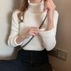 Sweater Women's Turtleneck and Velvet Knitwear Pullover Pure Color Korean Fluffy Trending Sweater Autumn and Winter Top