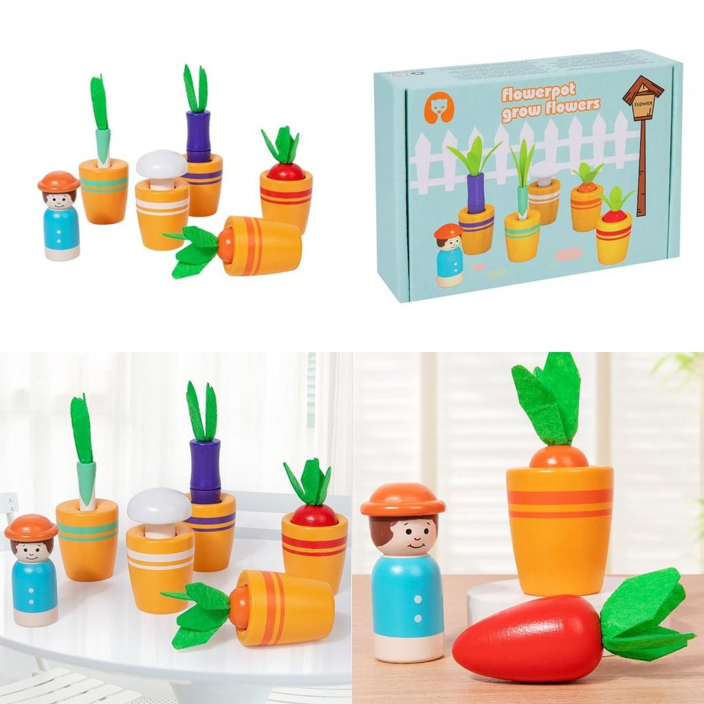 Wooden Educational Planting Toy Set With Color Recognition For Kids