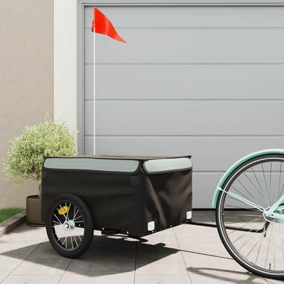 Vidaxl Bicycle Trailer, Black-Gray, 45 Kg, Iron