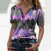 Fashion Women's Summer Printed Short Sleeve V- Neck Collar T-Shirt Tops