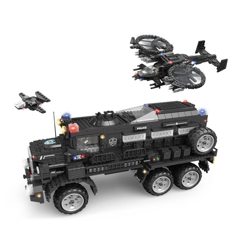 Swat Team Military 6-12 Years Old Children Educational Building Block Aegis Anti-Riot Armored Vehicle C0558