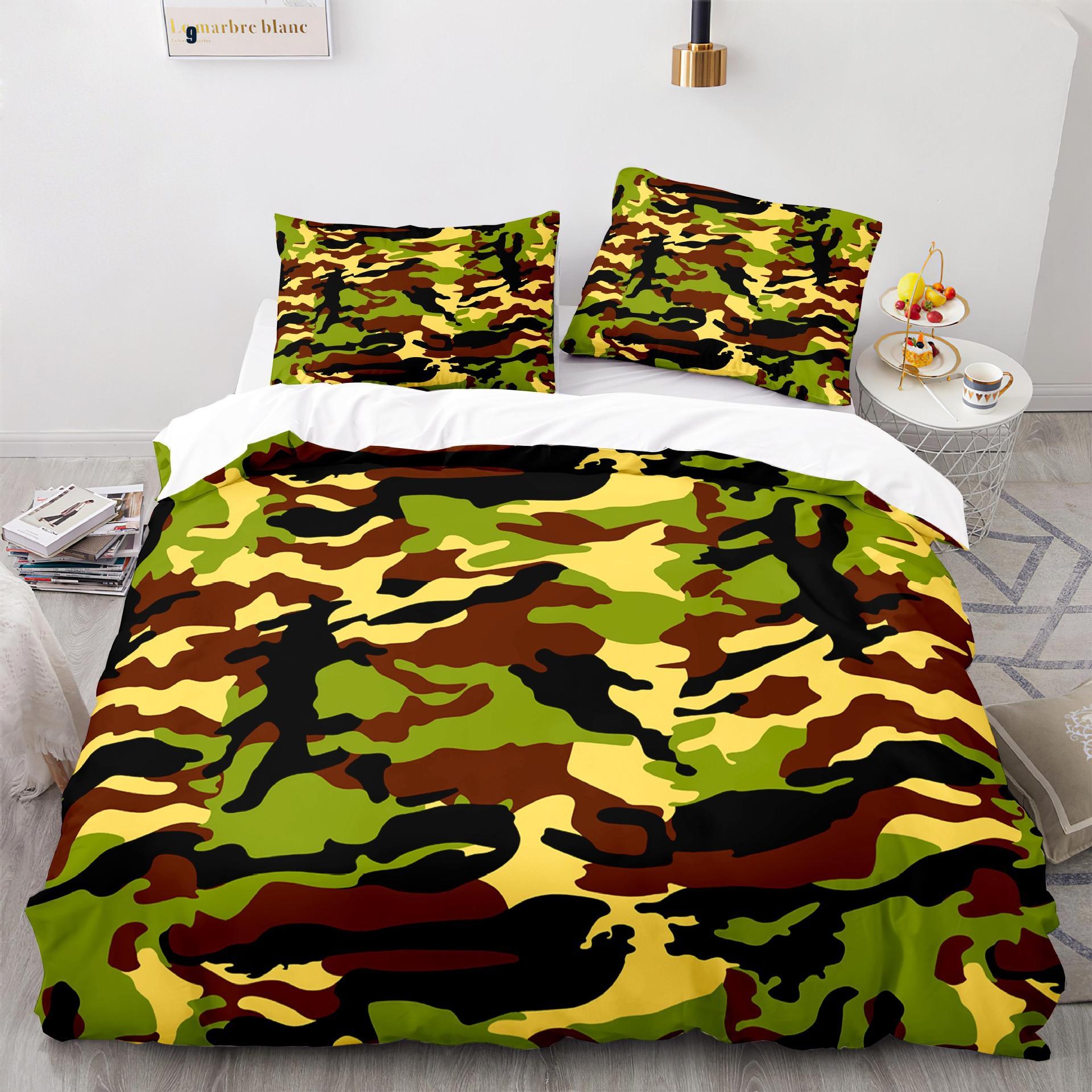 Home Textile Camouflage Quilt Cover Digital Printing Three-Piece Set 3D 135*200cm
