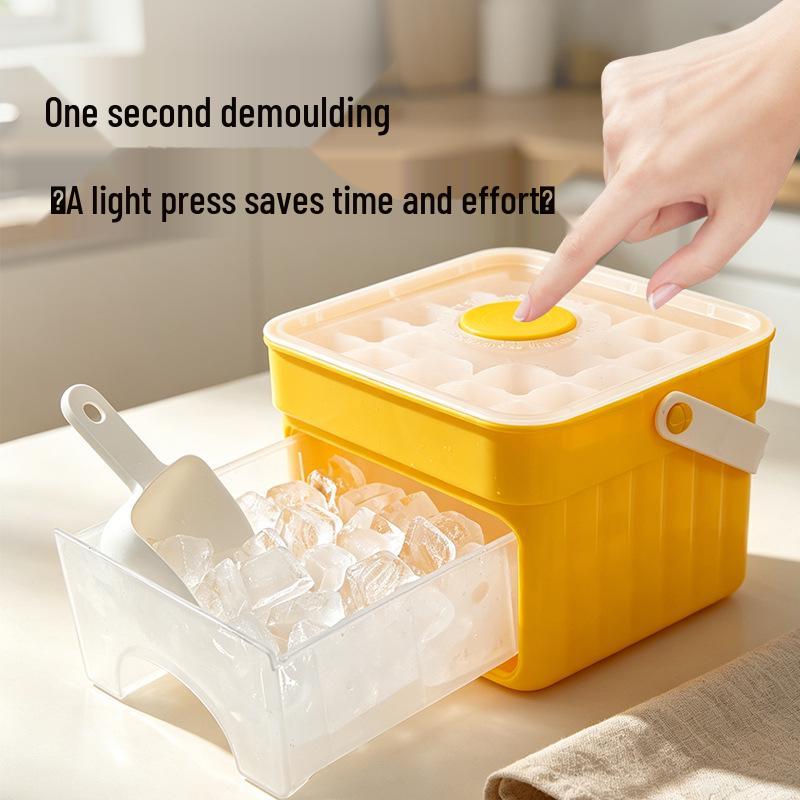 Ice Cube Mold with Drawer: Large Capacity Press-Type DIY Ice Storage Box