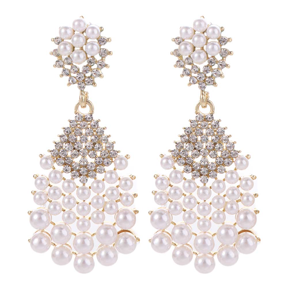 Shining Pearl Rhinestone Earrings Luxury Crystal Jewelry Bridal  Earrings  Banquet