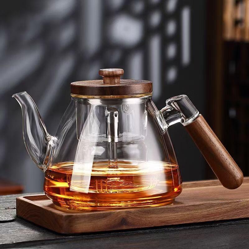 Tilrona Borosilicate Glass Teapot with Walnut Handle