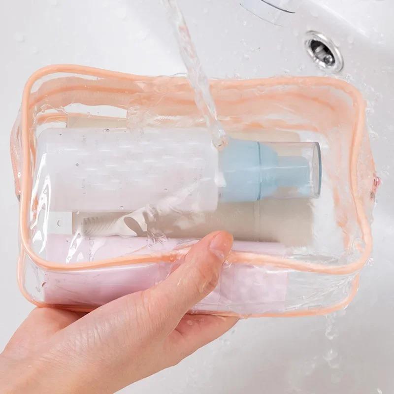 1PC Dust Proof Clear Cosmetic Bag Waterproof Travel Toiletry Organizer with Zipper Large Capacity Pouch