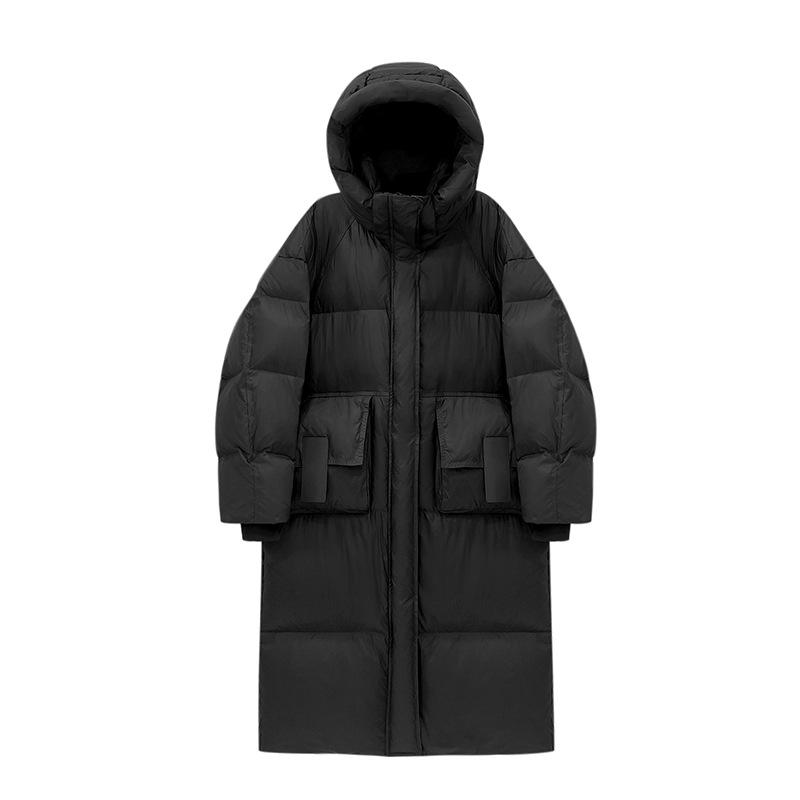 Down jacket women's medium and long over-the-knee Korean version thickened and loose winter new white duck down bread jacket trendy