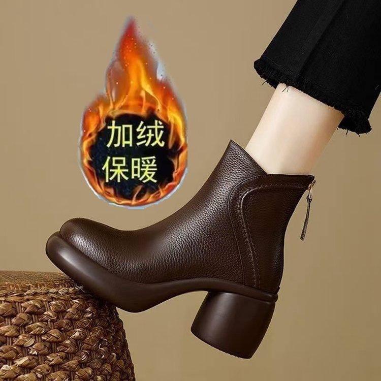 

Ретро маленькие ботильоны осень и зима новые бархатные на высоком толстом каблуке короткие ботинки Мартина женские на толстой подошве с мягкой подошвой ботильоны 40